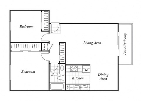 two bedroom one bathroom floor plan at baycliff